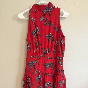 Eliza J: Floral Mock Neck Crepe Fit & Flare Minidress